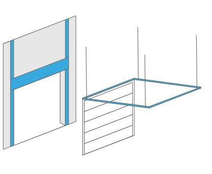 Klasična montaža vrat s perforiranimi vodili, ki so spuščena s strop
